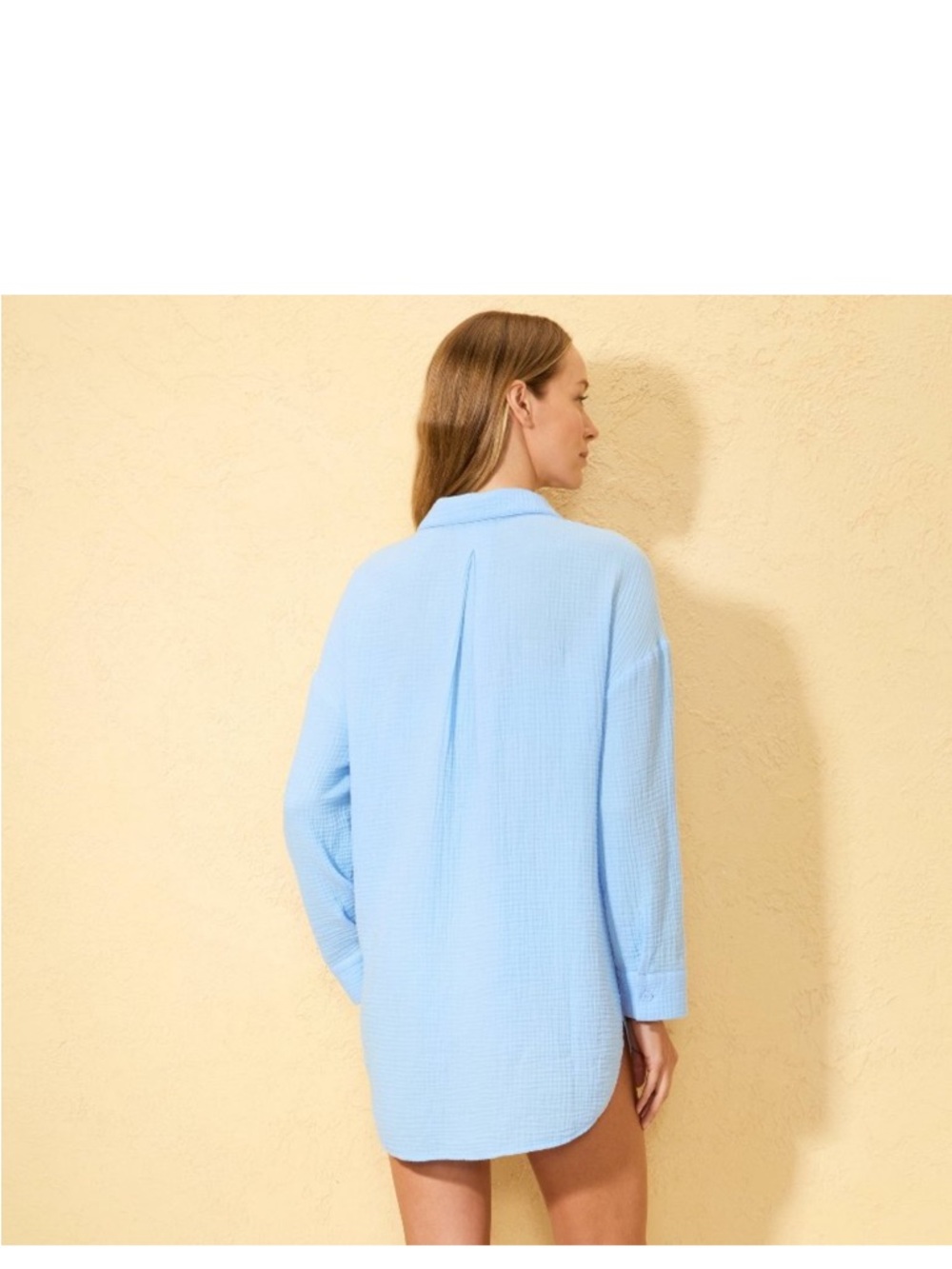 Women’s Gauze Swim Cover Up Shirtdress Blue (Large) - Picture 2 of 2